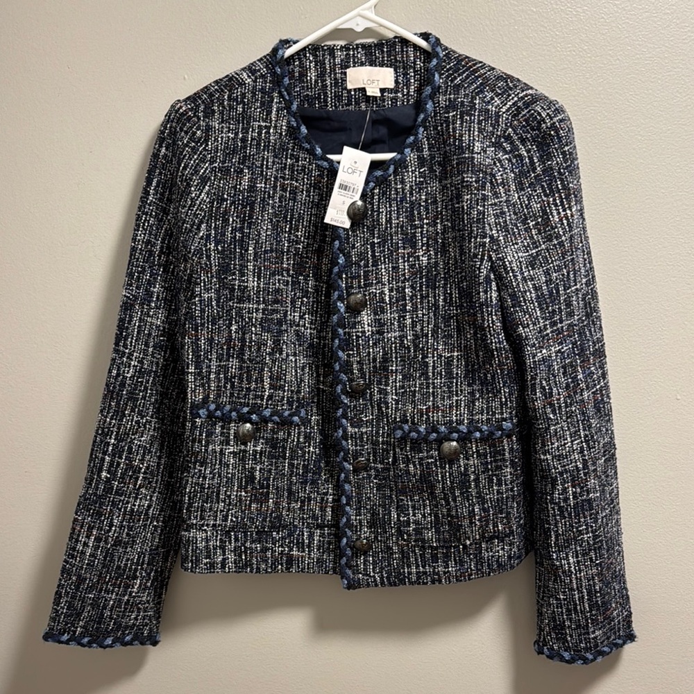 LOFT Women's Blue Tweed Jacket
